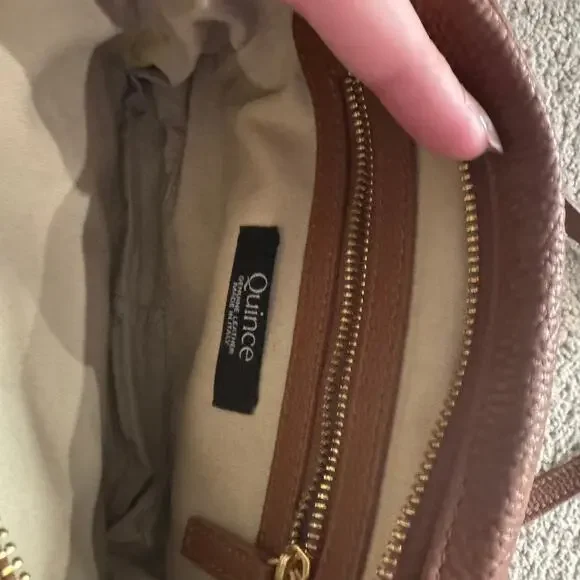 Quince Brown Italian Leather Small Crossbody Purse Bag Pebbled BROKEN ZIPPER - Picture 2 of 13